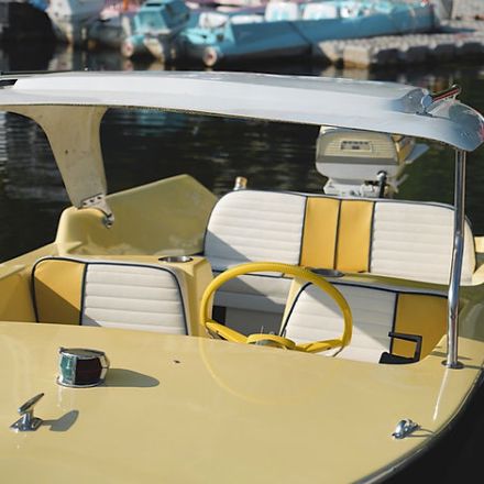 a boat sitting on top of a table